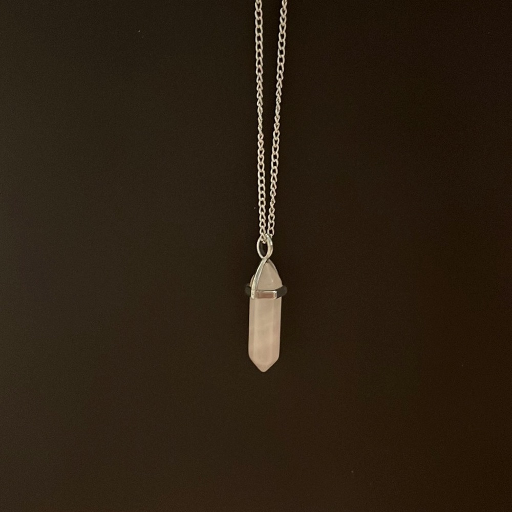 Light Pink Quartz Crystal Necklace